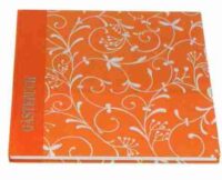 Gästebuch-Blumenranke-orange-perlmutt