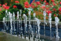 Faltkarte aus Wasserimpressionen 98805 - quer Springbrunnen